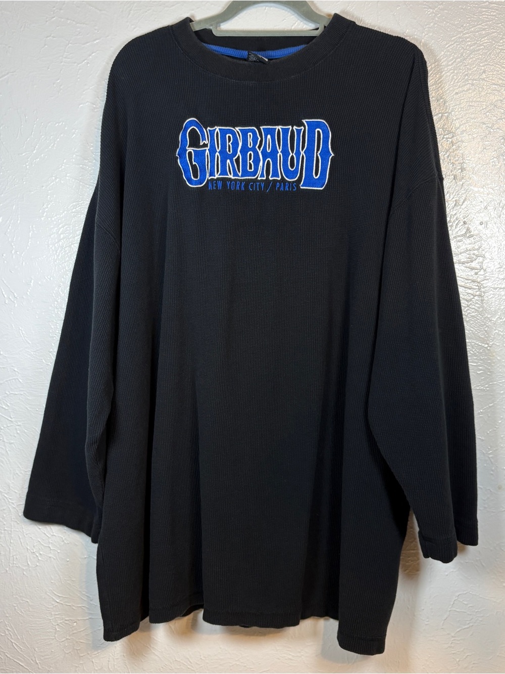 Vintage Marithè Francois Girbaud Black Waffle Knit Long Sleeve Embroidered Logo